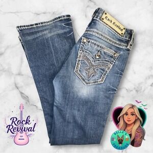 Rock Revival Raylea Boot Cut Jeans Womens 28 Embellished Rhinestone Low Rise Y2K